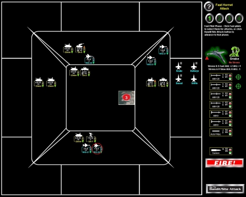 Snake è "fast", veloce, e attacca prima dei banditi: si occupa del MiG-29 con due AIM-120 AMRAAM, il più potente missile aria-aria esistente nel gioco; il suo bonus di +2 al combattimento aria-aria e la qualità del missile non gli lasceranno quasi scampo...