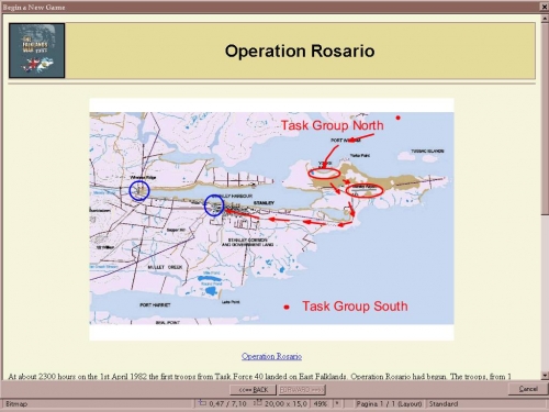 Uno dei tanti dettagliati briefing a corredo degli scenari storici, completi di ordini di battaglia, mappe e resoconto dell'esito.