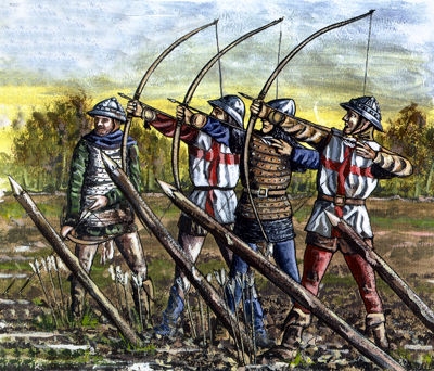 Arcieri inglesi armati di arco lungo