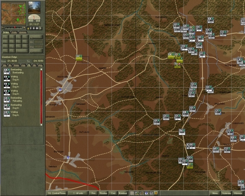 L'inizio dello scenario Elsenborn Ridge, che ho usato per la sessione di screenshots; questa è la zona a Nord-Est della mappa di gioco.