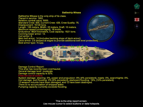 La nave da guerra Mikasa in dettaglio