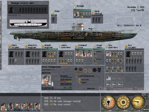La schermata di gestione dell'equipaggio e dei danni