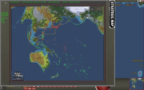 Una visione d'insieme dell'immensa mappa di gioco: si va dalla costa occidentale degli USA all'India, con l'inclusione dell'Australia fino alle Aleutine, oltre alla Cina...